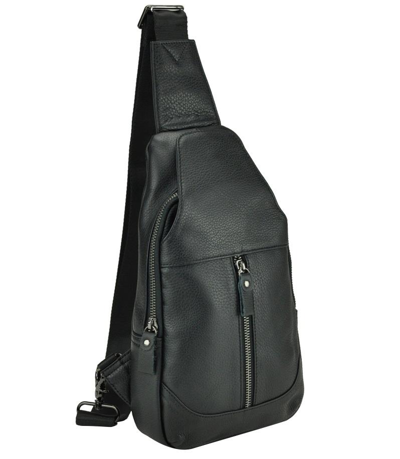 Чоловічий шкіряний рюкзак-слинг на груди Tiding Bag 8436A