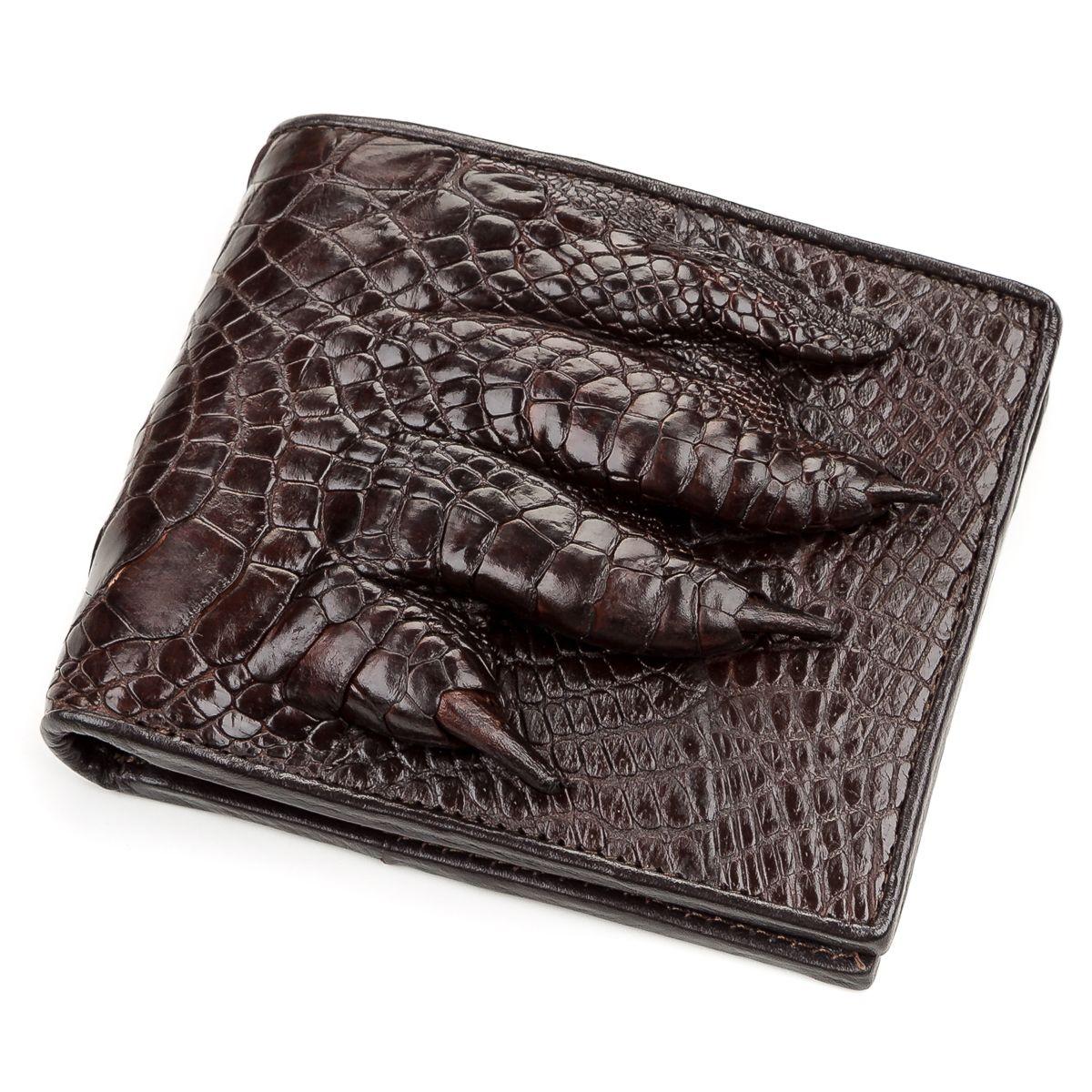 Портмоне з натуральної шкіри крокодила Exotic Leather Коричневе (cw 62)