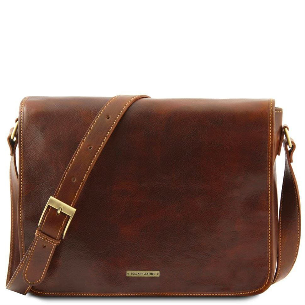 Чоловічий шкіряний мессенджер Tuscany Leather Messenger Double TL90475 (коричневий)