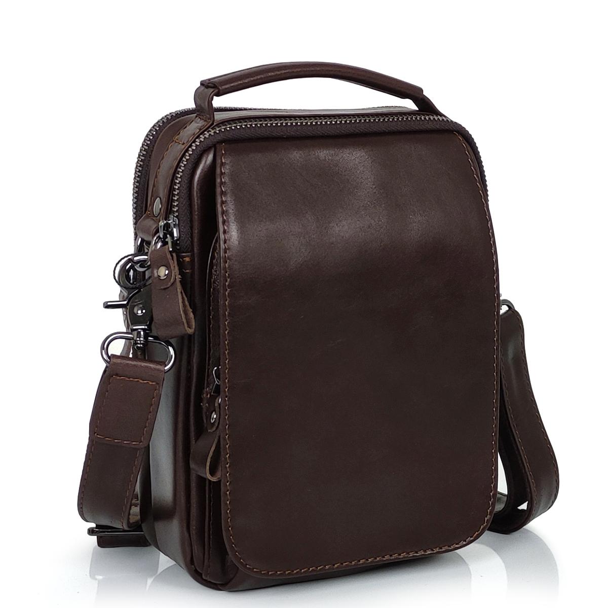 Сумка чоловіча через плече із натуральної гладкої шкіри Tiding Bag S-JMD10-6016C