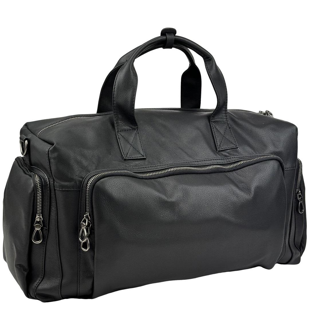 Дорожная сумка шкіряна чорна Tiding Bag 2081A — фото 1