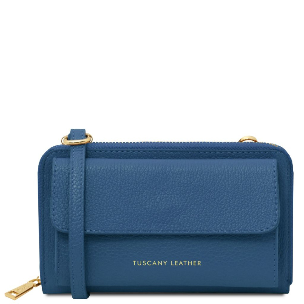 Шкіряний гаманець, сумка для телефона Urania Tuscany Leather TL142433 (Denim)