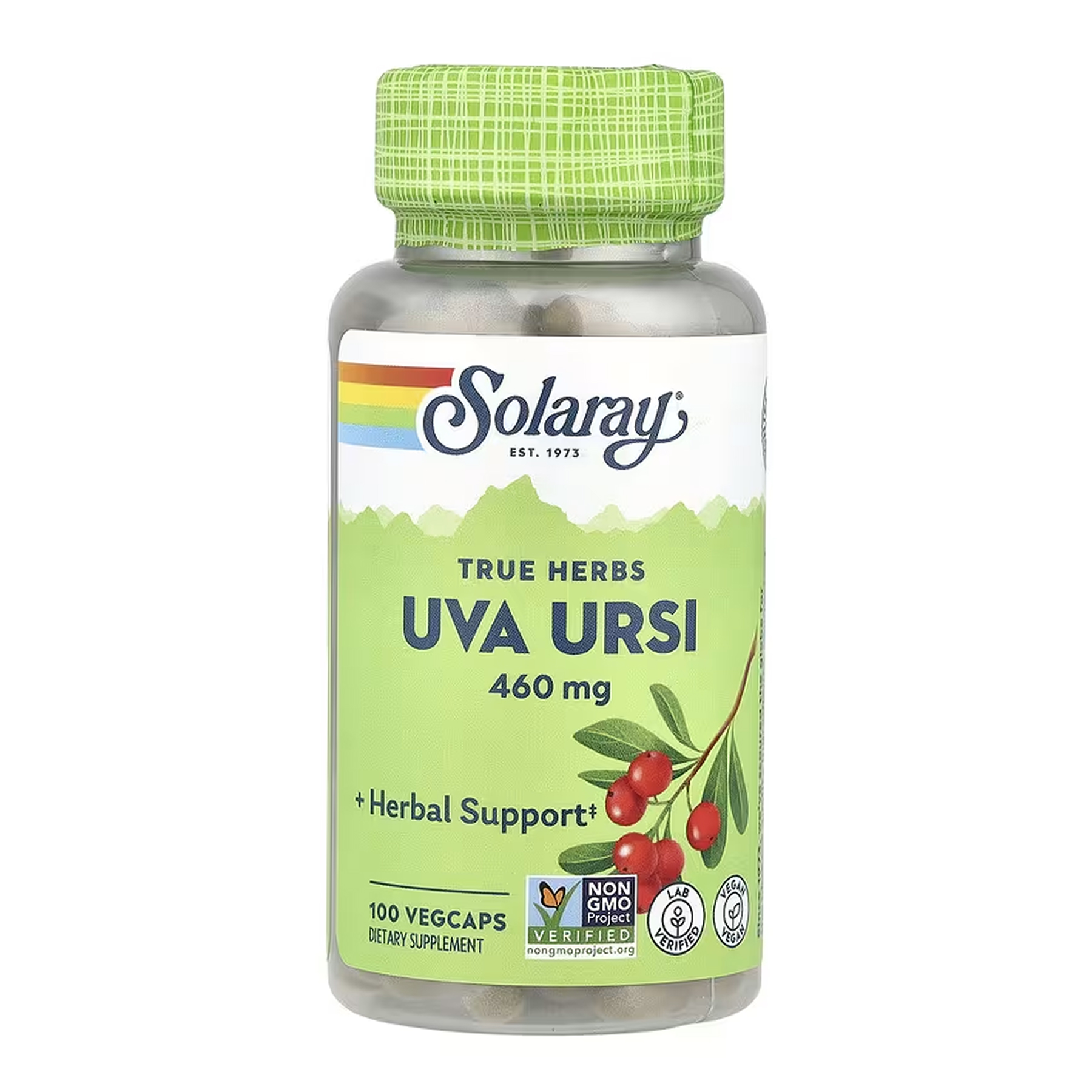 Uva Ursi, 460 мг, 100 вег. капсул, Solaray