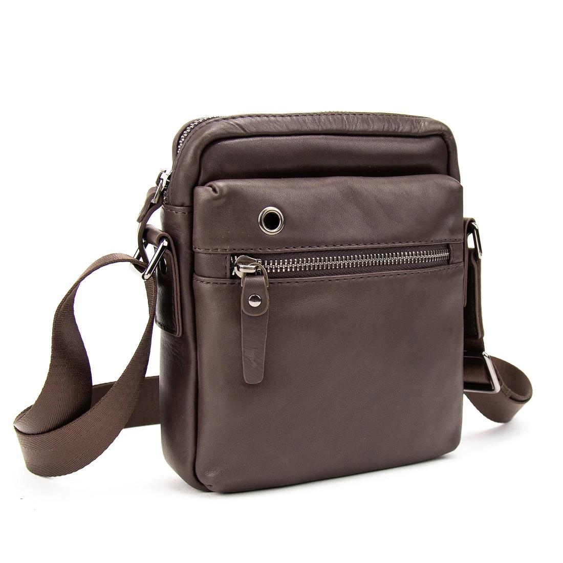 Месенджер в гладкій шкірі коричневий Tiding Bag 8718C