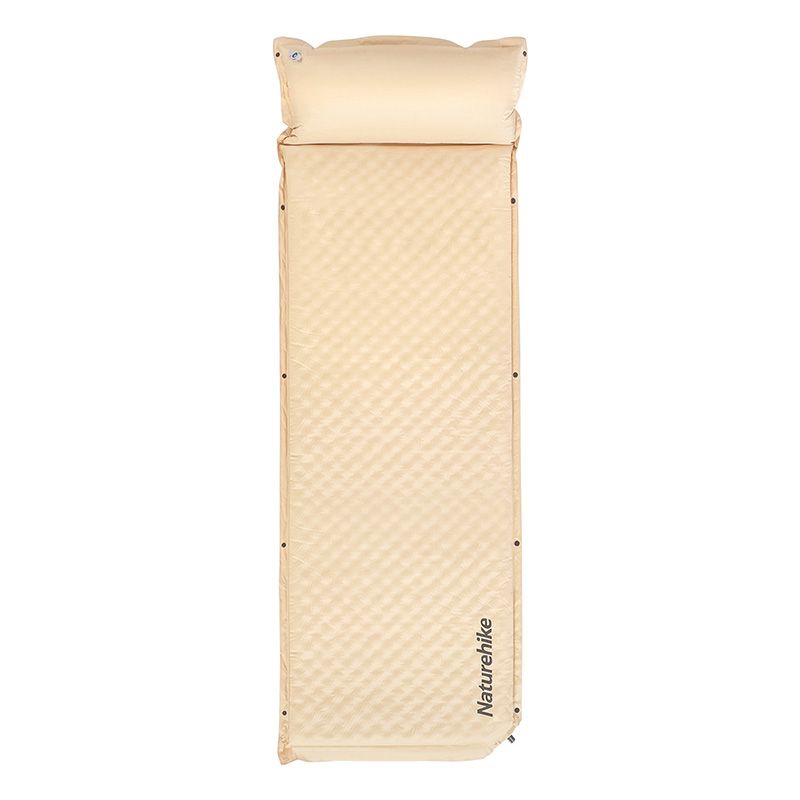 Матрац туристичний із подушкою, самонадувний одномісний Naturehike CNK2300DZ014, 192x65x3 см, бежевий