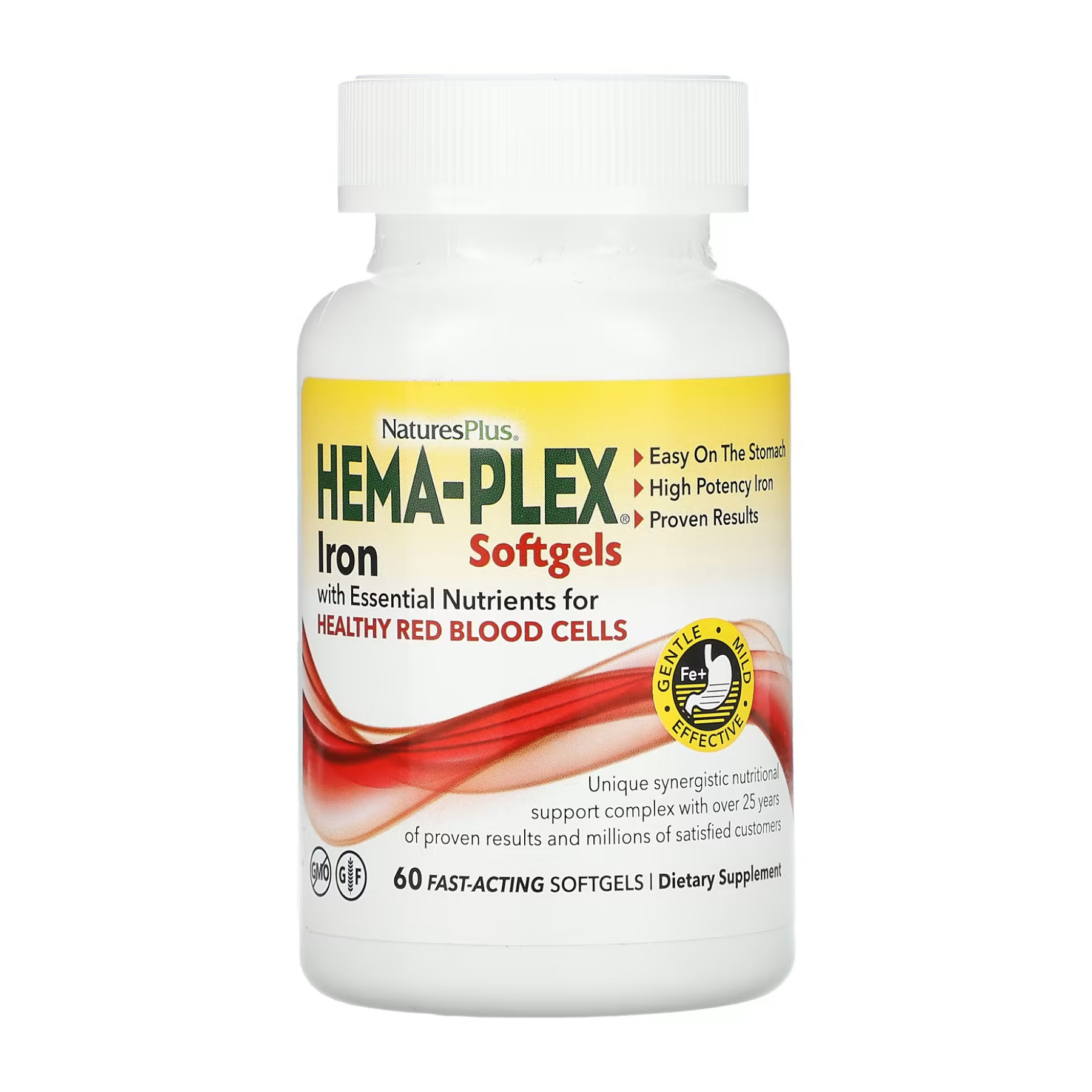 Гема-Плекс (залізо), 60 желатинових капсул, Nature's Plus