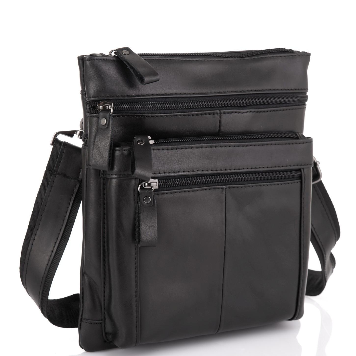 Чорна чоловіча шкіряна сумка через плече Tiding Bag N2-8011A