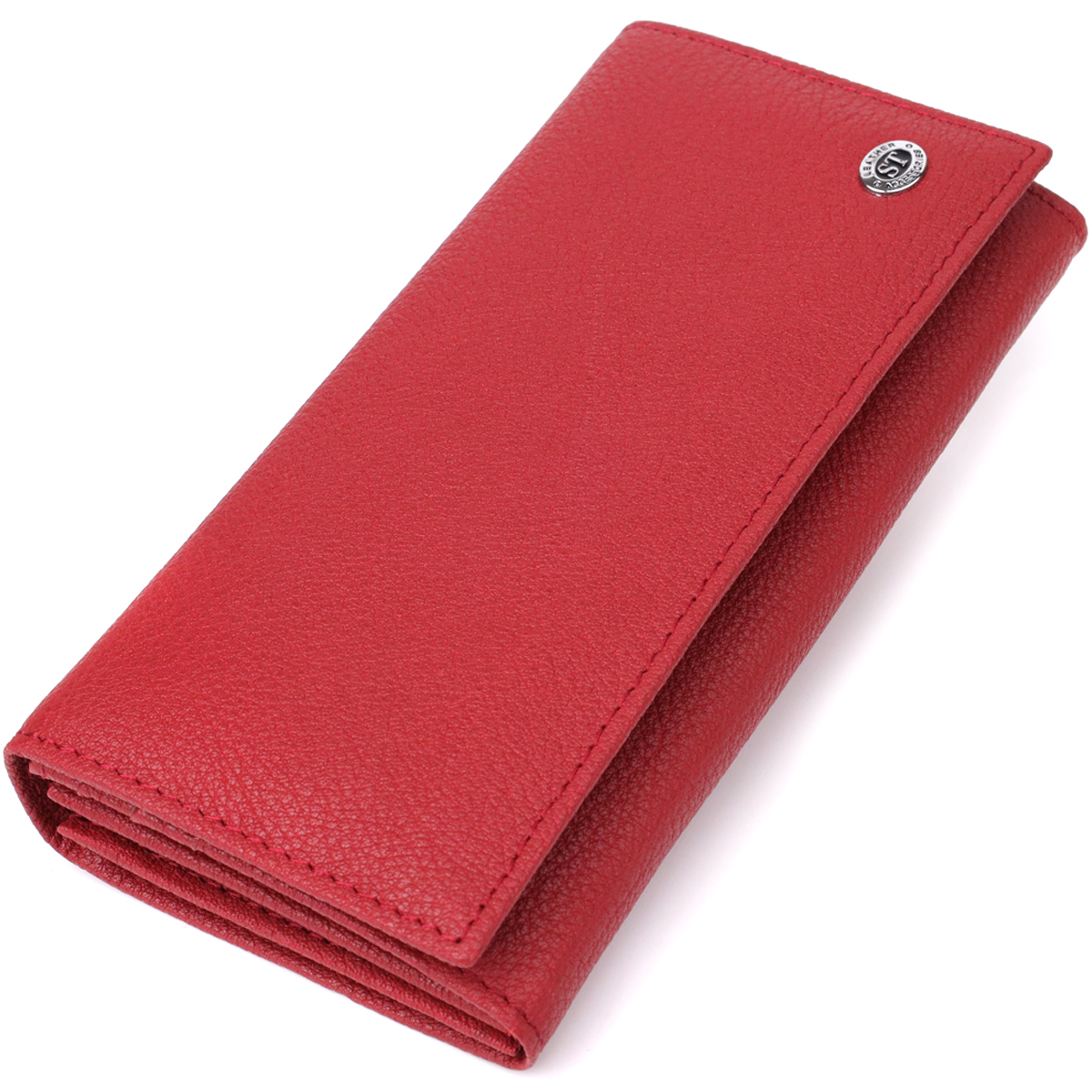 Яскравий вертикальний гаманець із натуральної шкіри ST Leather 23087 Червоний