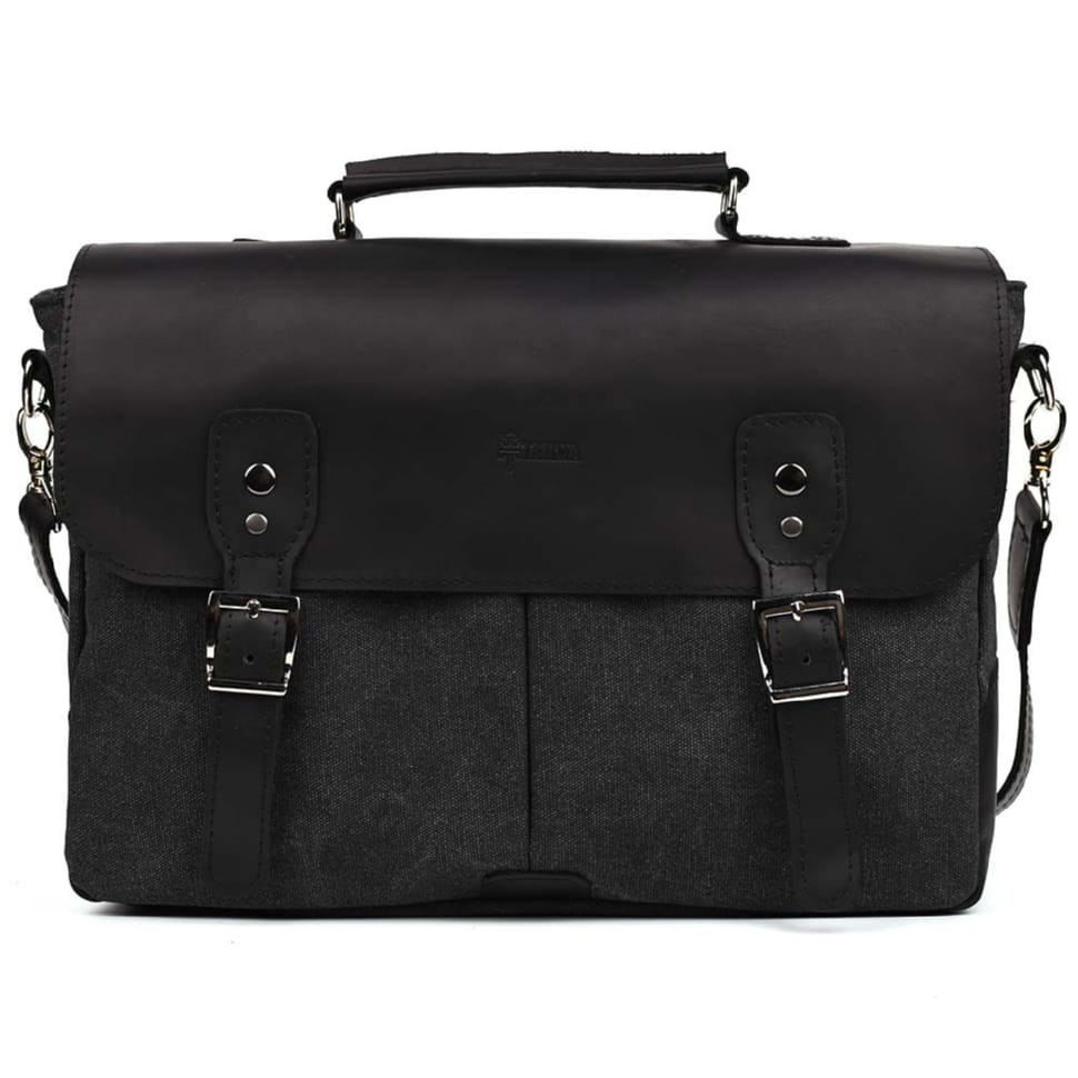 Чоловіча сумка портфель из канвас и кінської шкіри TARWA RAG-3960-3md