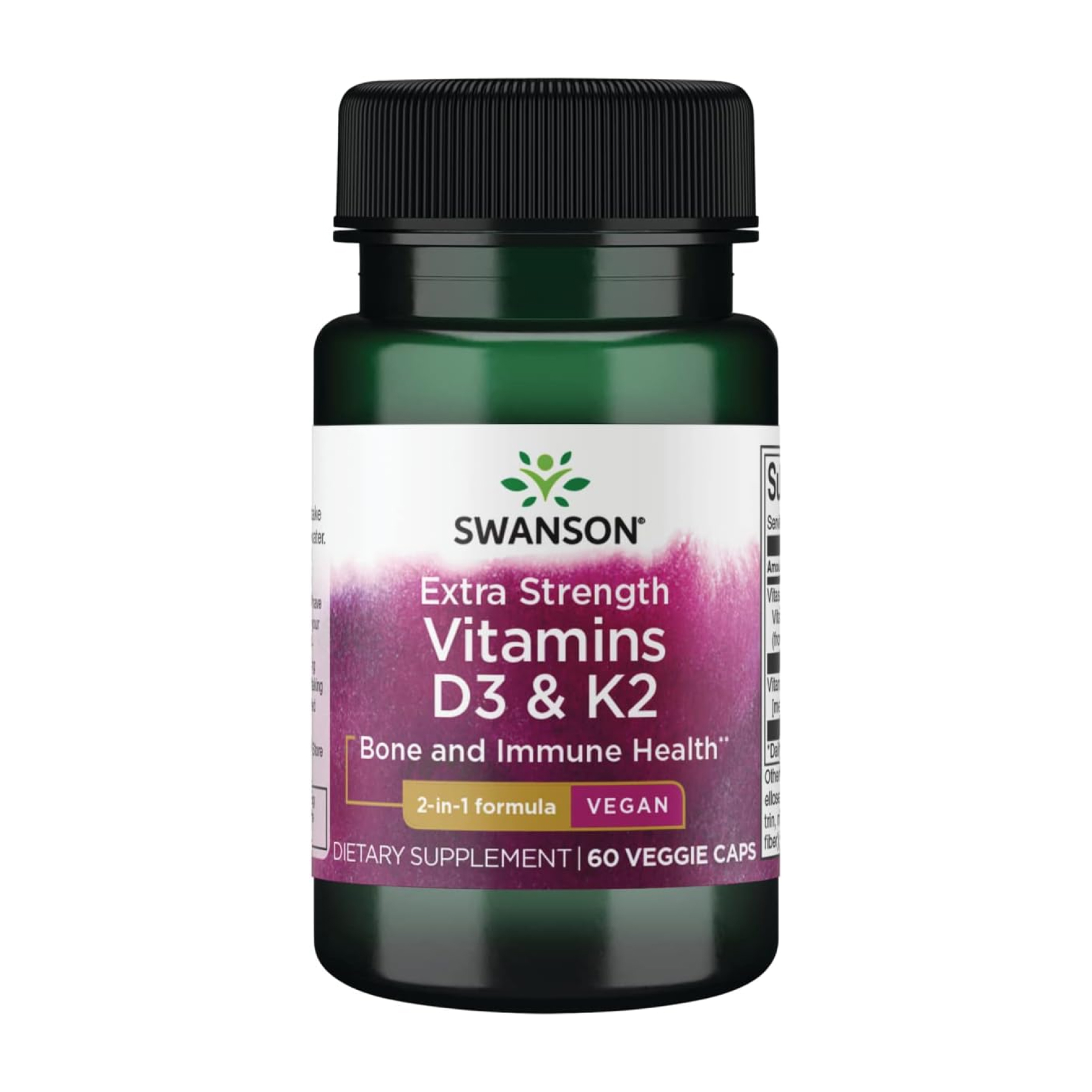 Посилена форма D3 та K2, 5000 МО та 100 мкг, 60 вег. капсул, Swanson