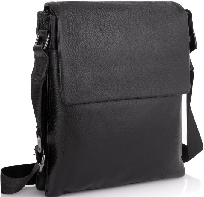 Шкіряний чоловічий мессенджер Tiding Bag чорний