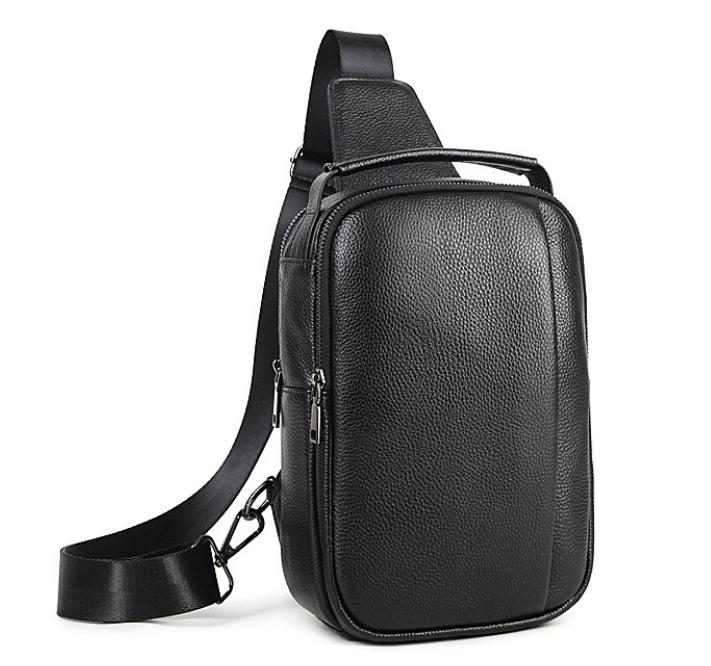 Чоловіча шкіряна сумка-слінг чорна Tiding Bag M35-1306A