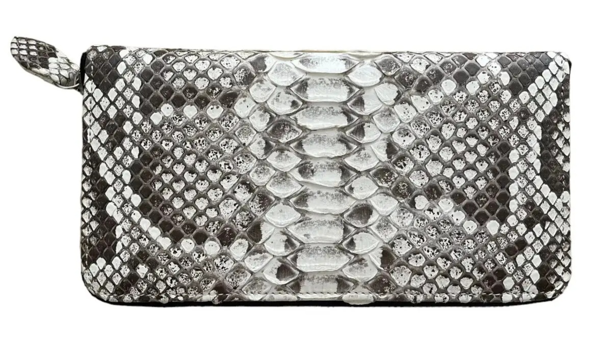 Гаманець зі шкіри пітона Exotic Leather сіро-білий (snw29_1)