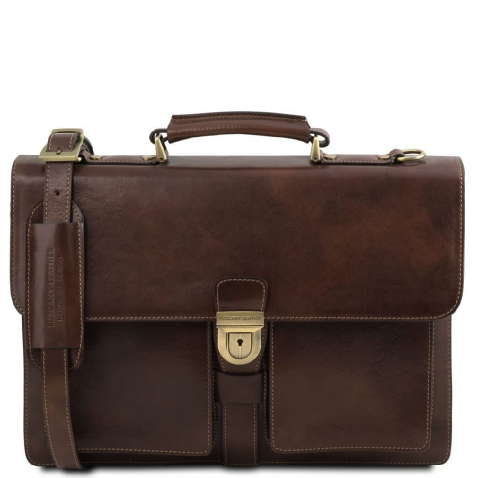 Assisi шкіряний портфель на 3 відділення Tuscany TL141825 (Темно-коричневий)