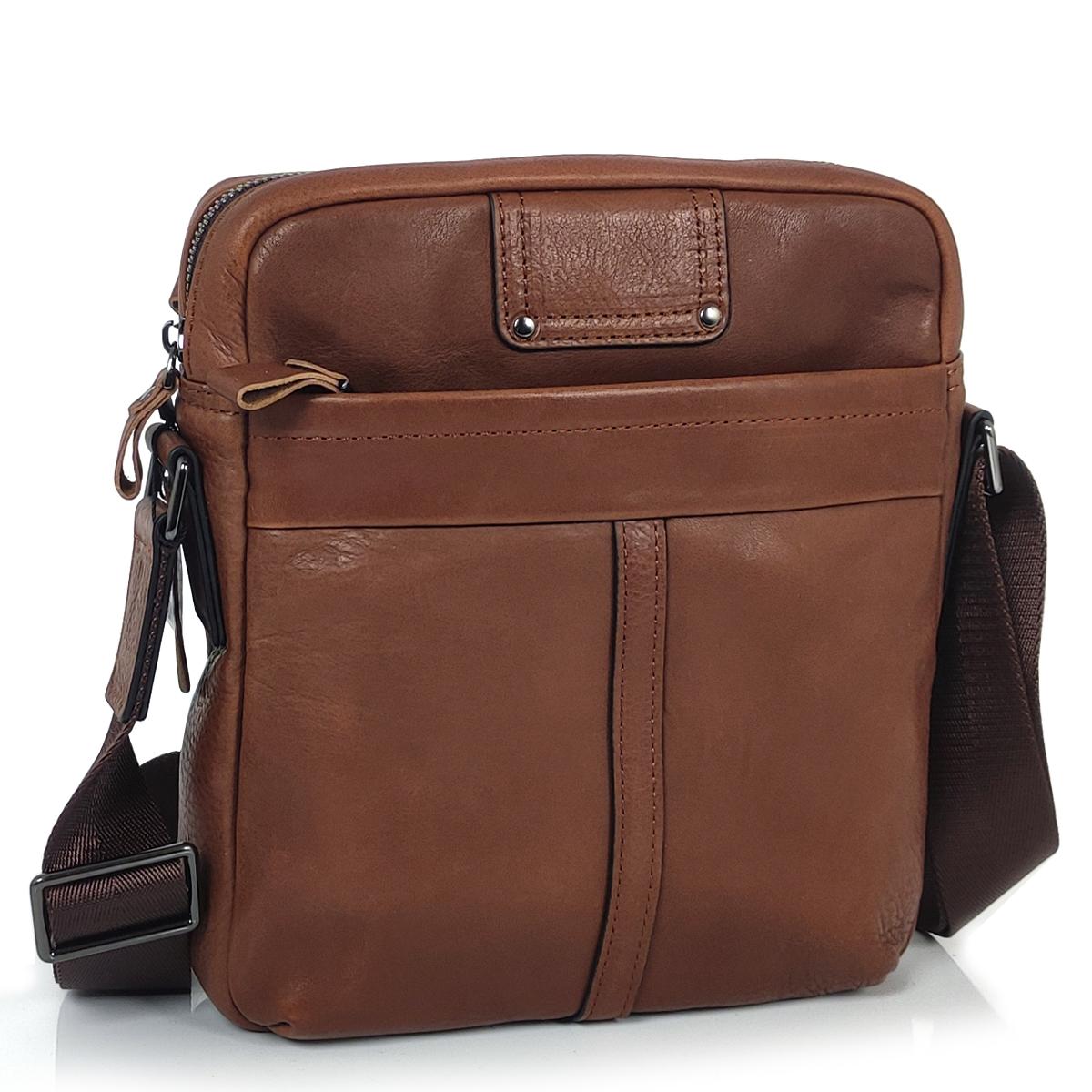Чоловічий коричневий месенджер Tiding Bag S-JMD10-8017C на блискавці.