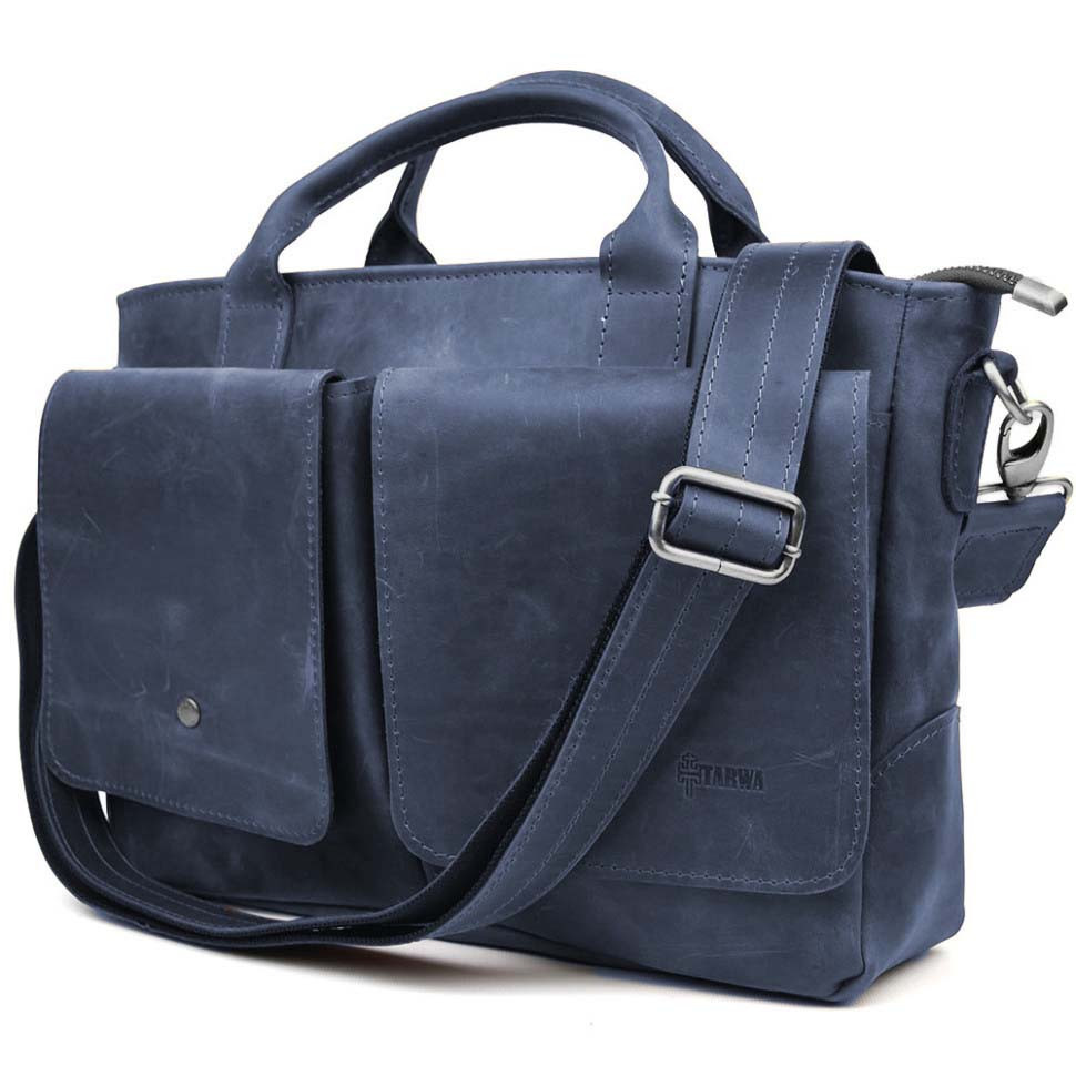 Сумка-портфель чоловіча на плечо с ручками TARWA Cиний RК-3990-3md