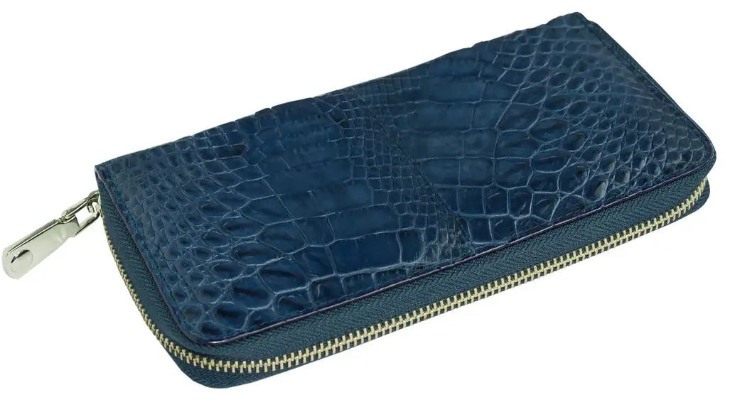 Гаманець Exotic Leather з натуральної шкіри крокодила Синій (cw 82_3)