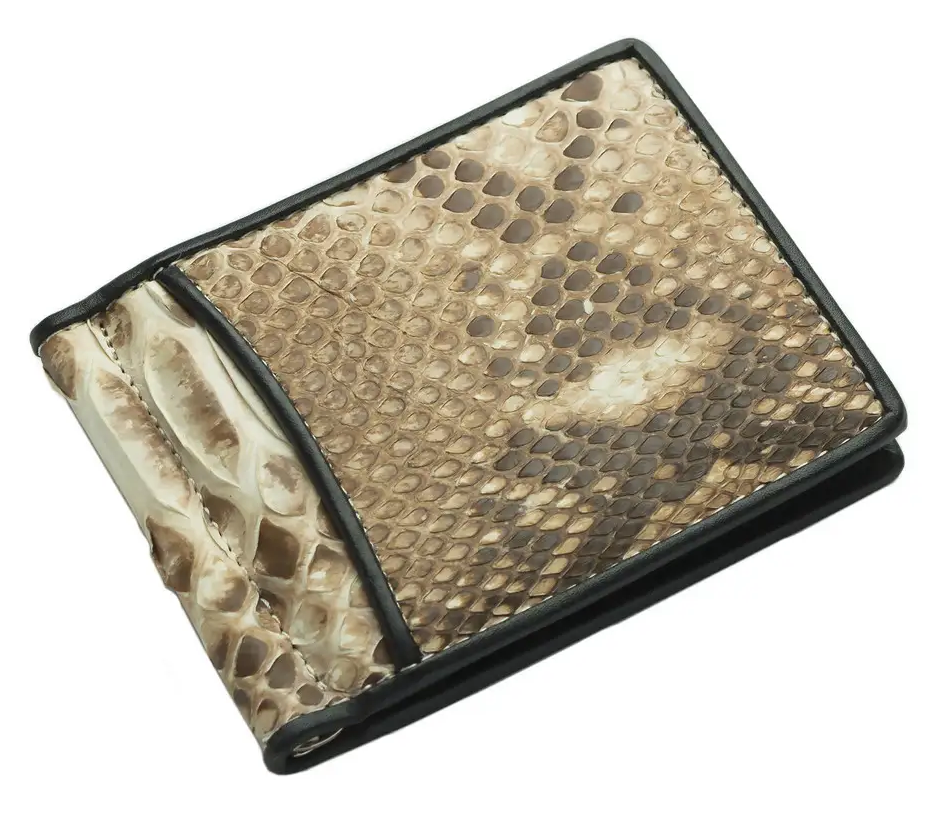 Затискач для грошей зі шкіри пітона Exotic Leather Бежевий (snc01_1)