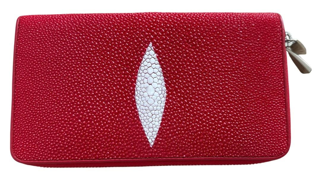 Гаманець зі шкіри ската Exotic Leather Червоний (stw 38)