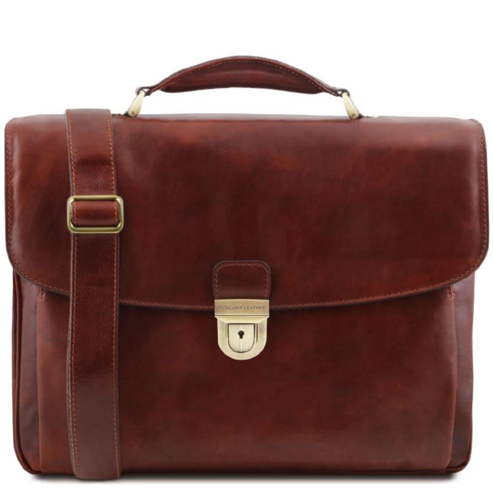 Кожаный мужской портфель мультифункциональный Alessandria Tuscany TL142067 (Коричневый)