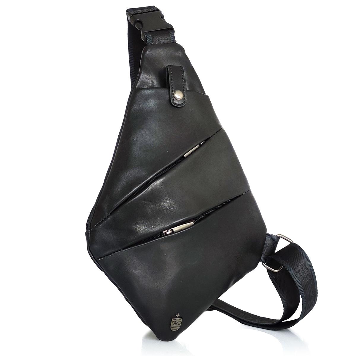 Слінг із натуральної шкіри чорний Royal Bag RB-S-N2-3333A